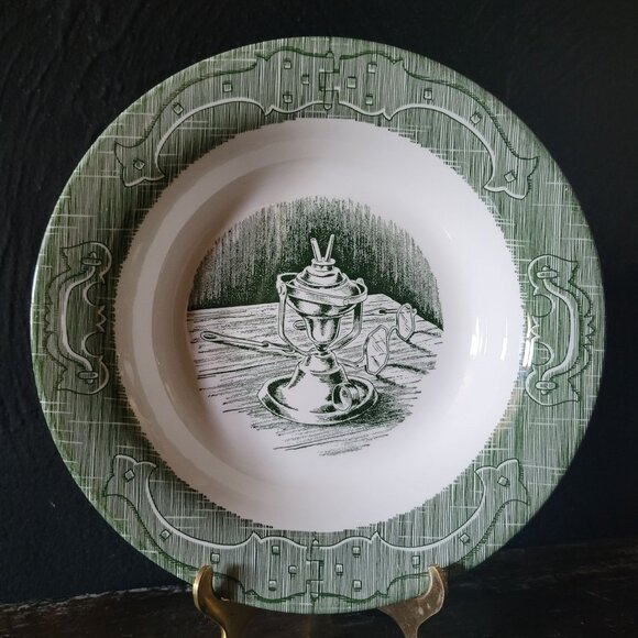 Vintage "The Old Curiosity Shop" Rim Soup Bowl Currier & Ives Royal China USA - Picture 1 of 5